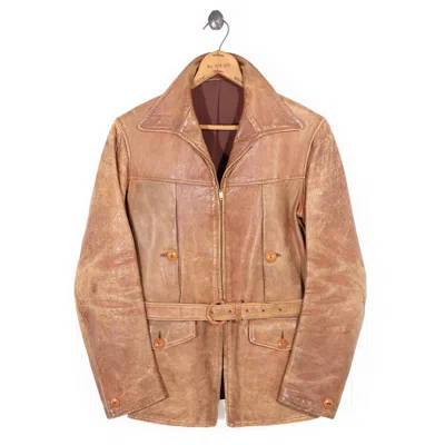 Vintage Curated By Double Rl Ralph Lauren 1940s Belted Leather Jacket In Brown