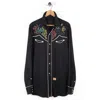 Vintage Curated By Double Rl Ralph Lauren 1940s Embroidered Western Shirt In Black