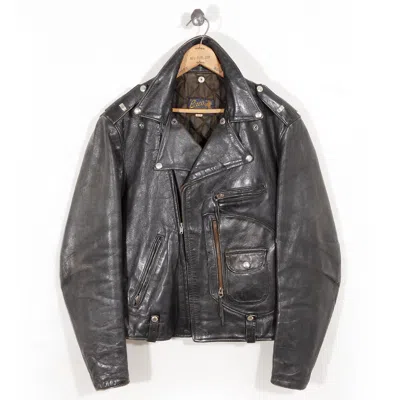 Vintage Curated By Double Rl Ralph Lauren 1950s-'60s Leather Moto Jacket In Black