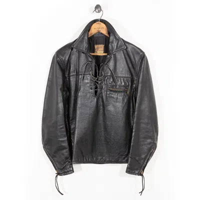 Vintage Curated By Double Rl Ralph Lauren 1950s-'60s Leather Moto Jacket In Black