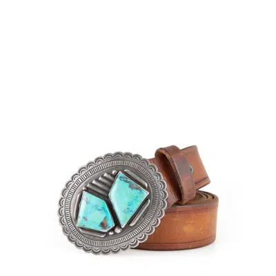 Vintage Curated By Double Rl Ralph Lauren 1950s-'60s Turquoise Belt In Metallic