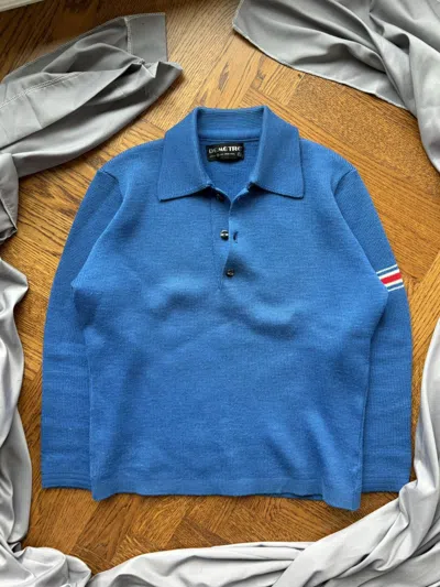 Pre-owned Vintage Demetre Wool Sweater Ski Polo Rugby Boiled Apres 80's In Blue