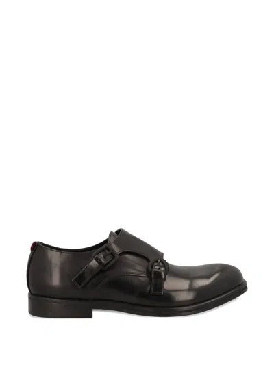 Pre-owned Vintage Double Monk Strap Leather Shoes In Black