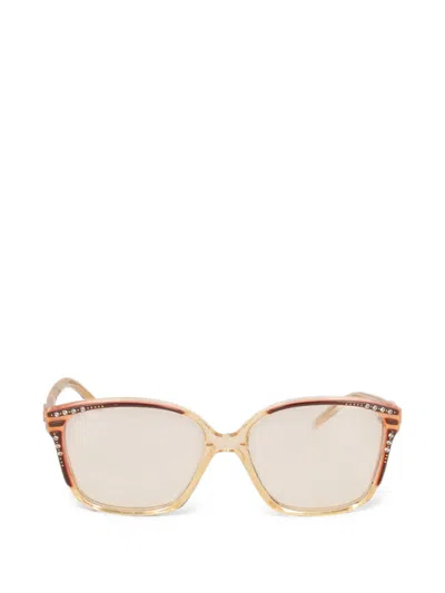 Pre-owned Vintage Embellished Square-frame Sunglasses In Neutrals