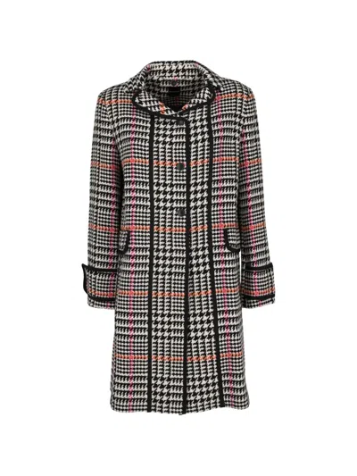 Pre-owned Vintage English Style Patterned Coat In Black
