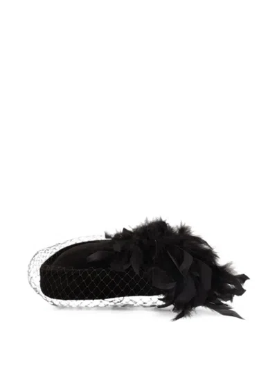 Pre-owned Vintage Feather-embellished Veiled Hat In Black