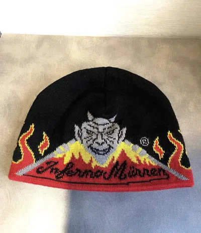 Pre-owned Vintage Fire Flames Graphic Skull Hell Black Hat Cap