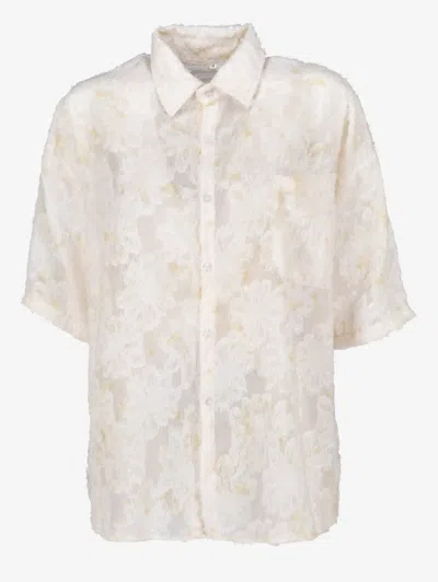 Pre-owned Vintage Floral Fil-coupé Shirt In White