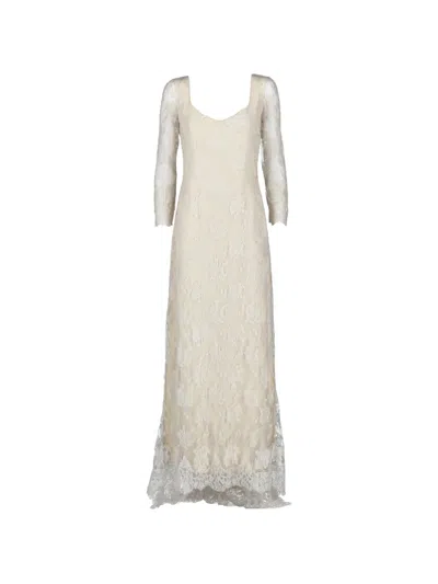 Pre-owned Vintage Floral Lace Dress In Neutral