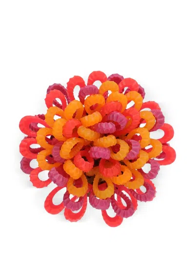 Pre-owned Vintage Floral-design Brooch In Red