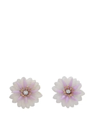 Pre-owned Vintage Floral-embellished Clip-on Earrings In Gold