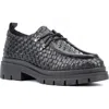 Vintage Foundry Clotilde Woven Leather Moc Toe Derby Loafer In Black