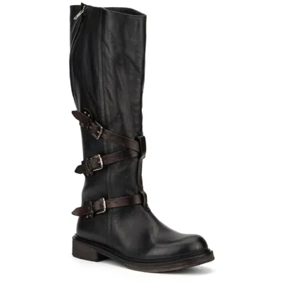 Vintage Foundry Co Jenny Womens Leather Distressed Knee-high Boots In Black