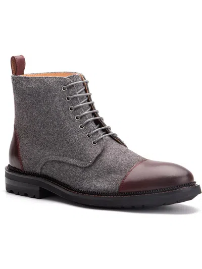 Vintage Foundry Co Remington Mens Leather Color Block Combat & Lace-up Boots In Burgundy