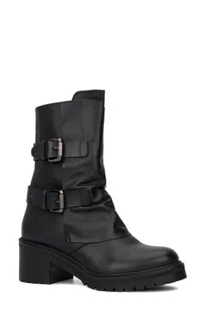 Vintage Foundry Margot Double Buckle Leather Boot In Black