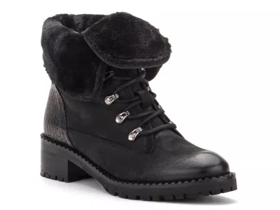Vintage Foundry Milan Faux Fur Lined Leather Lace-up Boot In Black