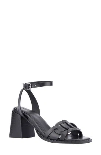 Vintage Foundry Olenna Block Heel Ankle Strap Sandal In Black