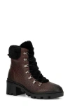 Vintage Foundry Regina Faux Fur Trimmed Snake Embossed Boot In Burgundy