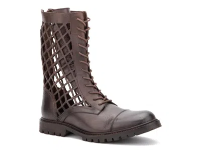 Vintage Foundry Windsor Leather Fishnet Cutout Boot In Brown
