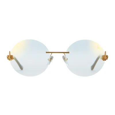 Vintage Frames Company 508 Rimless Drill Mount F.u. Edition 24kt Gold In Blue