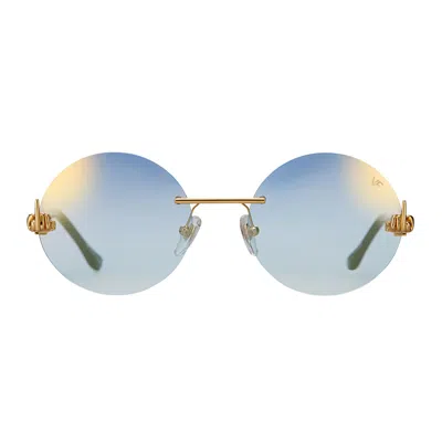 Vintage Frames Company 508 Rimless Drill Mount F.u. Edition 24kt Gold In Blue