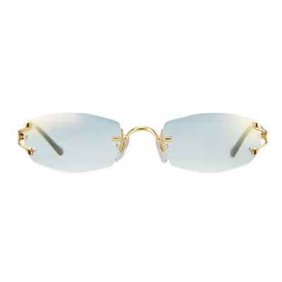 Vintage Frames Company Aspen Rimless Drill Mount 24kt Gold In Blue