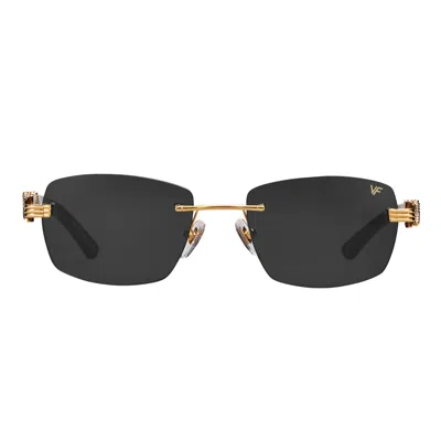 Vintage Frames Company Bal Harbour Buffs Rimless Black Buffalo Horn 24kt Gold