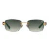 Vintage Frames Company Bal Harbour Buffs Rimless Black Buffalo Horn 24kt Gold In Green