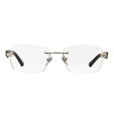 Vintage Frames Company Bal Harbour Buffs Rimless Black Buffalo Horn 24kt White Gold