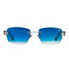 Vintage Frames Company Bal Harbour Buffs Rimless Black Buffalo Horn 24kt White Gold In Blue
