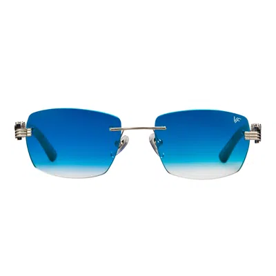 Vintage Frames Company Bal Harbour Buffs Rimless Black Buffalo Horn 24kt White Gold In Blue