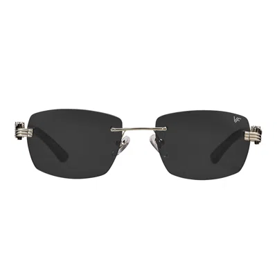 Vintage Frames Company Bal Harbour Buffs Rimless Black Buffalo Horn 24kt White Gold