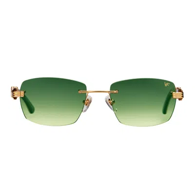 Vintage Frames Company Bal Harbour Buffs Rimless White Buffalo Horn 24kt Gold In Green