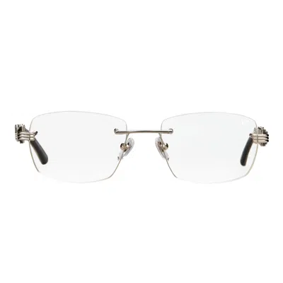 Vintage Frames Company Bal Harbour Buffs Rimless White Buffalo Horn 24kt White Gold In Transparent
