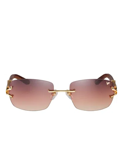 Vintage Frames Company Bal Harbour Rimless Sunglasses In Brown