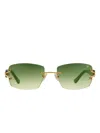 Vintage Frames Company Bal Harbour Snakeskin Rimless Sunglasses In Green