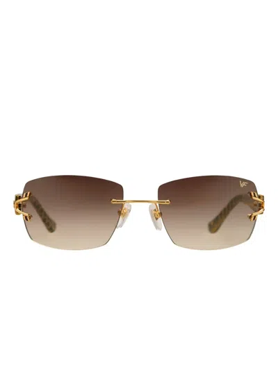 Vintage Frames Company Bal Harbour Snakeskin Rimless Sunglasses In Multi