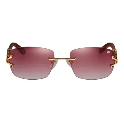 Vintage Frames Company Bal Harbour Wood Edition Rimless Drill Mount 24kt Gold