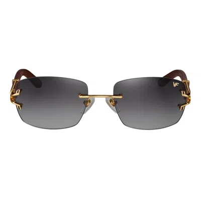 Vintage Frames Company Bal Harbour Wood Edition Rimless Drill Mount 24kt Gold