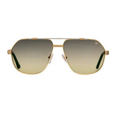 Vintage Frames Company Boss Double Rope Edition 18kt Two-tone Gold In Green