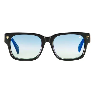 VINTAGE FRAMES COMPANY BOWIE XL BLACK AND CLEAR ACETATE