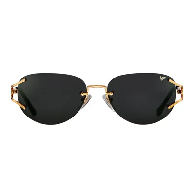 Vintage Frames Company Broadway 24kt Gold Rimless Drill Mount In Black