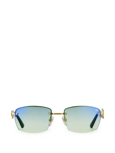 Vintage Frames Company Cashier Rimless Rectangle-frame Sunglasses In Gold