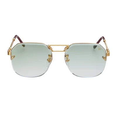 Vintage Frames Company Ceo Bevel Rimless Drill Mount 18kt Gold In Green