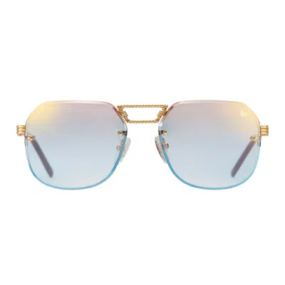 Vintage Frames Company Ceo Bevel Rimless Drill Mount 18kt Gold In Blue