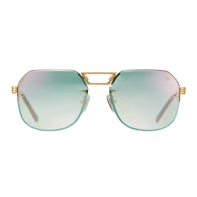 Vintage Frames Company Ceo Bevel Rimless Drill Mount 18kt Gold In Blue