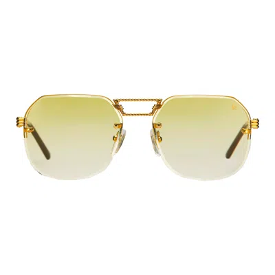 Vintage Frames Company Ceo Bevel Rimless Drill Mount 18kt Gold In Green