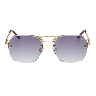 Vintage Frames Company Ceo Bevel Rimless Drill Mount 18kt Gold In Blue