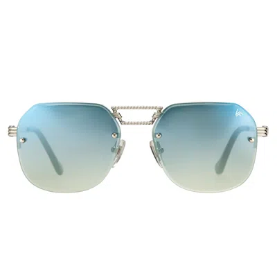 Vintage Frames Company Ceo Bevel Rimless Drill Mount 18kt White Gold In Metallic