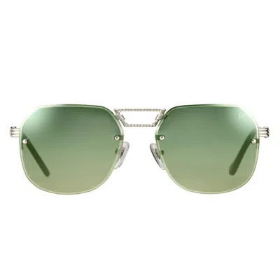 Vintage Frames Company Ceo Bevel Rimless Drill Mount 18kt White Gold In Metallic